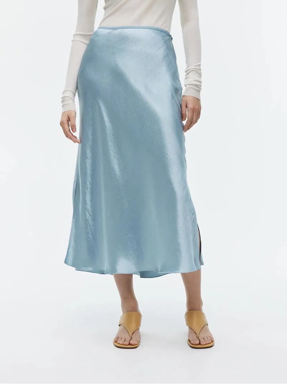 Arket Metallic Light Blue Maxi Skirt
